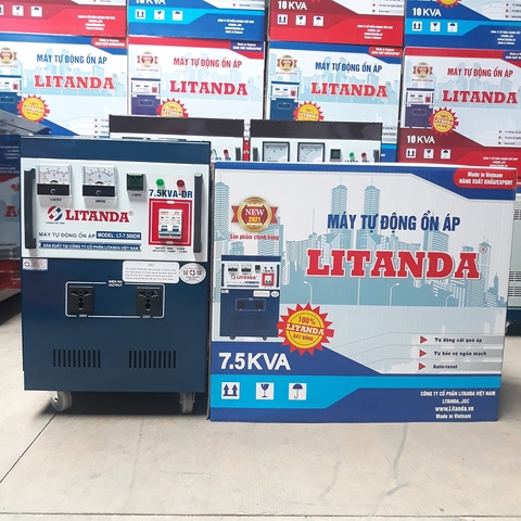 Ổn Áp Litanda 7,5KVA DR 7,5KW 1 Pha Dải 90V Đồng Điện Tử 2 Aptomat