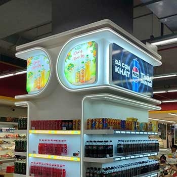 Biển hộp đèn nhét cạnh ốp cột siêu thị