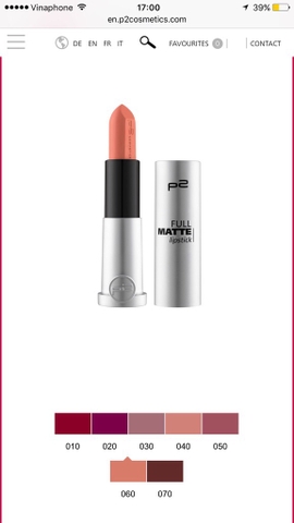 Son P2 full matte lipstick 060