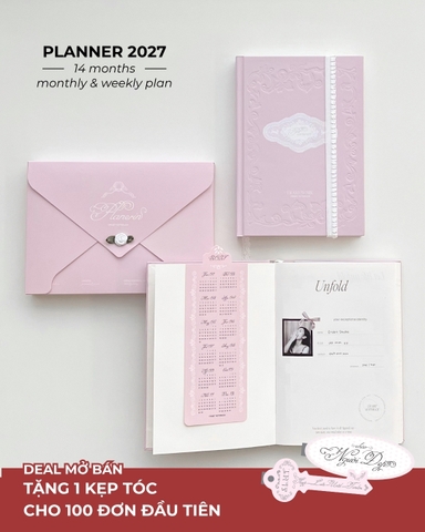 Sổ Planner 2027 14 tháng layout basic Framework Planner Ren Hồng