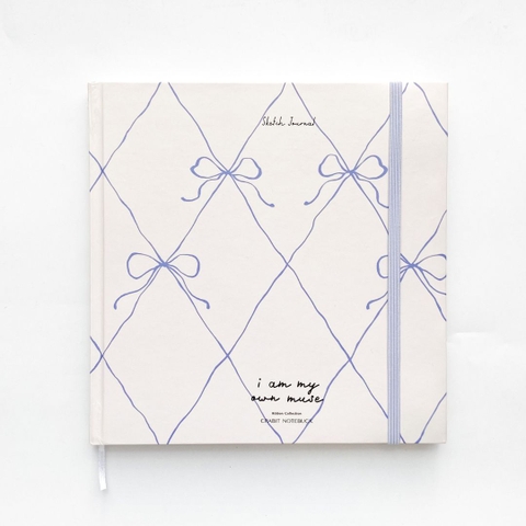 Sổ vẽ khổ vuông sketchbook 190gsm Ribbon - Nơ xanh nhỏ