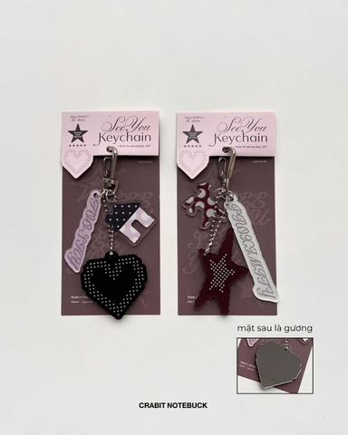 Móc khoá gương Polka Dot Chấm bi Facecard Mirror