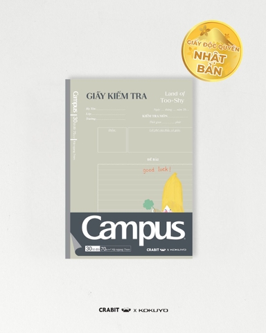 Vở giấy kiểm tra kẻ ngang B5 đóng quyển 30 tờ đôi Crabit x Kokuyo Land of Too-Shy 2 - Bananeet