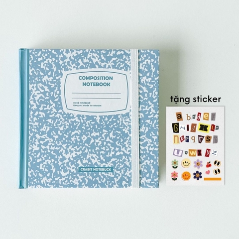 Sổ kẻ ngang khổ vuông 140 trang 130gsm tặng kèm sticker Composition Collection - Xanh Grape