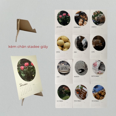 Lịch 2024 kèm chân standee để bàn
