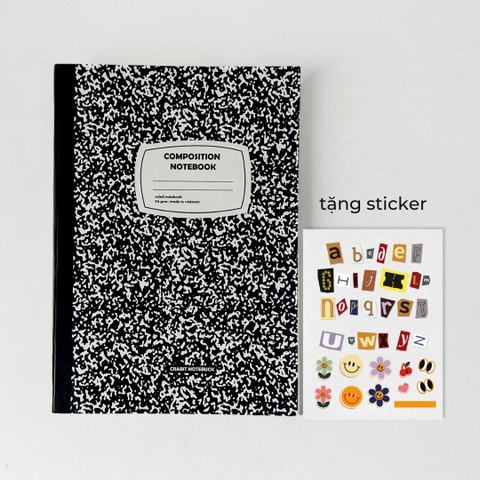 Vở kẻ ngang 200 trang tặng kèm sticker Composition Collection - Xanh đen