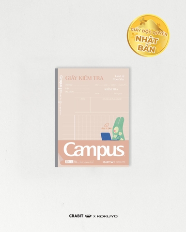Vở giấy kiểm tra 4 ly ngang A5 đóng quyển 30 tờ đôi Crabit x Kokuyo Land of Too-Shy 2 - Thỏ
