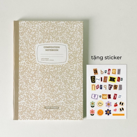 Vở kẻ ngang 200 trang tặng kèm sticker Composition Collection - Nâu Sữa