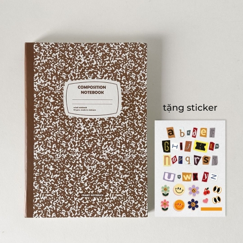 Vở kẻ ngang 300 trang tặng kèm sticker Composition Collection - Nâu Choco