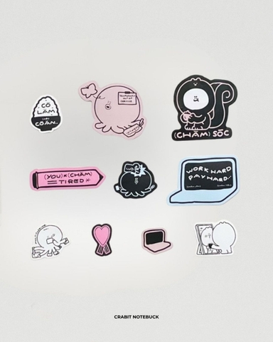 Set 10 miếng Sticker Mini Chăm chỉ - Set Chăm sóc