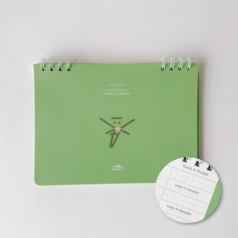 Sổ học từ B5 ruột grid 90 trang học 630 từ - Hên Xanh lá