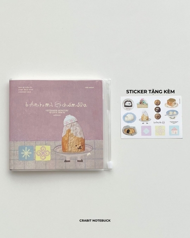 Sketchbook vuông bìa mềm bọc vỏ pvc tặng kèm sticker 190gsm 72 trang Miếng Bánh Mỳ