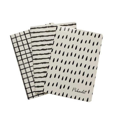 Combo 6 vở kẻ ngang Pokadot (đen trắng) - 80 trang