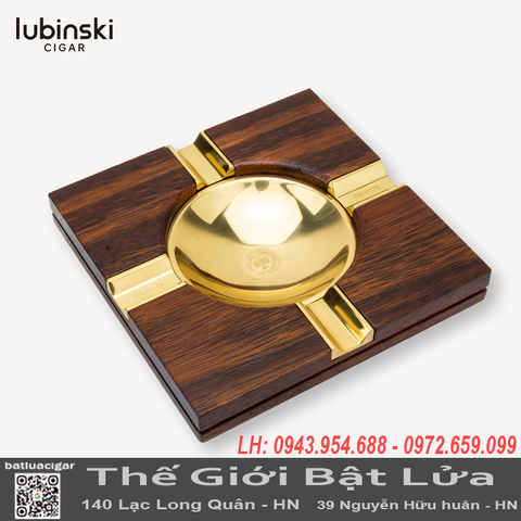Gạt Tàn Xì Gà Lubinski LB-3029A 4 Rãnh Cao Cấp – Gỗ Cứng Bolo & Hợp Kim Kẽm Sang Trọng.