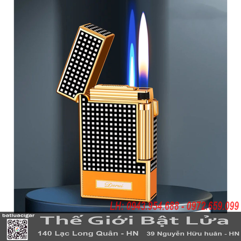 Bật Lửa Derui DR658 Chính Hãng 2 Chế Độ Lửa Kèm Đục Lỗ Cigar - Lửa Thường & Lửa Khò Chống Gió Cao Cấp