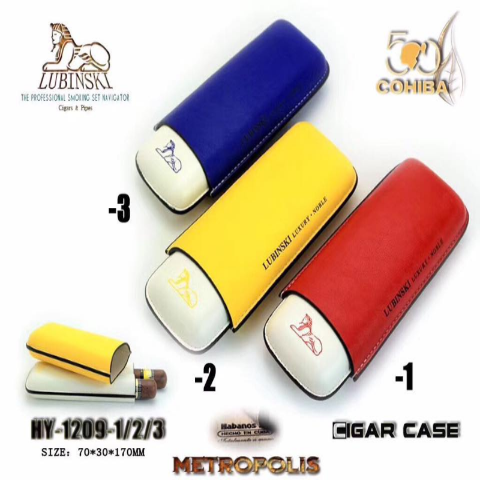 Bao da để cigar 2 điếu Lubinski HY-1209