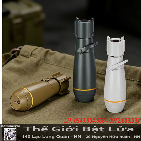 Bật Lửa Khò Mini DD065 Hình Tên Lửa 1 Tia Chống Gió Kim Loại Cao Cấp Dùng Cigar BBQ DD065