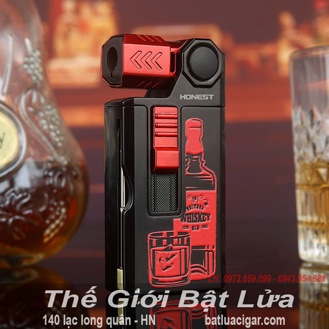 Bật Lửa Khò Đa Năng Honest BCZ882-1 Chính Hãng Kèm Cắt Và Thông Cigar