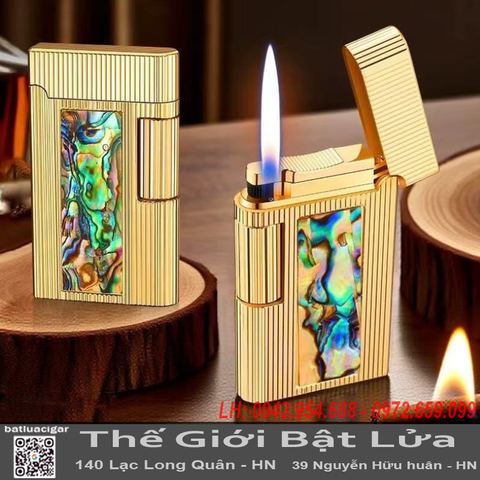 Bật Lửa Derui DR-268 Bánh Mài Kim Loại Trượt Bên Khắc Hoa Văn Cao Cấp Có Thể Bơm Gas Derui DR-268