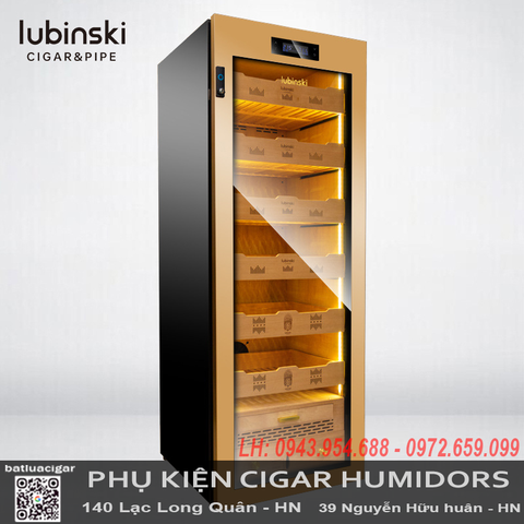 Tủ điện bảo quản cigar 6 tầng Lubinski RA-666 – Gỗ tuyết tùng, điều khiển WiFi, mở khóa vân tay thông minh