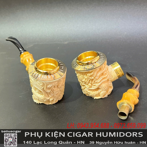 Tẩu Bắt Tóp Cigar Xương Khảm Rồng Cao Cấp Lõi Đồng – Dùng Lọc 9mm, Size 42–56 (Mã TCX)