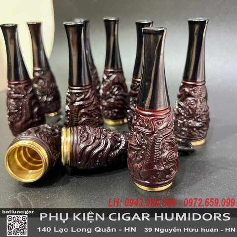 Tẩu gỗ trắc rồng - Tẩu Bắt Tóp Gỗ Trắc Khảm Rồng TNR2