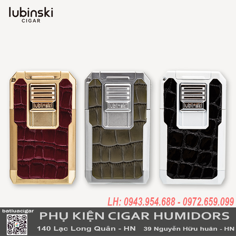 Bật Lửa Cigar Lubinski Chính Hãng YJA-10069 – Khò 2 Tia Lửa Chụm, Hợp Kim Bọc Da, Đa Chức Năng Cao Cấp