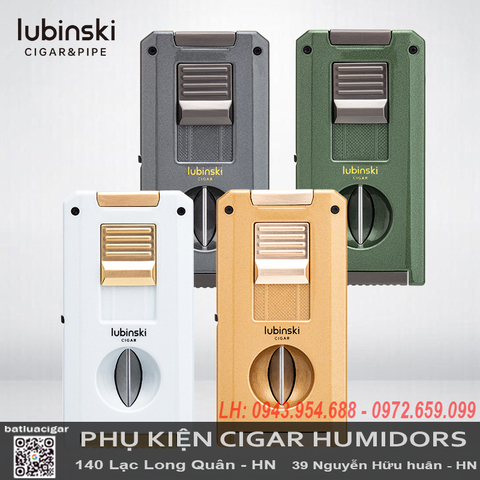 Bật lửa xì gà đa năng Lubinski YJA-10070 – Hợp kim kẽm cao cấp, có đục và dao V cắt cigar chính hãng