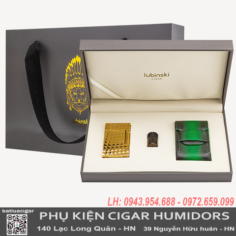 Bật Lửa Lubinski YJA-10073 Chính Hãng – Đồng Nguyên Khối, 2 Chế Độ Lửa, Âm Thanh “Ding” Độc Đáo