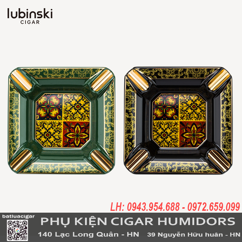 Gạt Tàn Cigar Lubinski YJA-20032 – Gốm Sứ Cao Cấp 4 Điếu, Họa Tiết Màu Sang Trọng