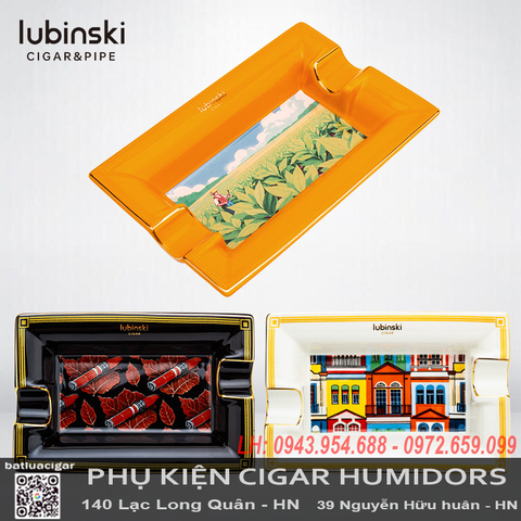 Gạt Tàn Cigar Lubinski Sứ Xương Cao Cấp – 2 Rãnh Gác Điếu, Mã YJA-20048