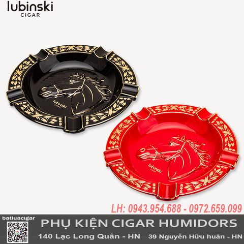 Gạt Tàn Cigar Lubinski Chính Hãng YJA-20052 – Gốm Sứ Chạm Nổi Đầu Ngựa, Gạt Tàn 5 Điếu Cao Cấp