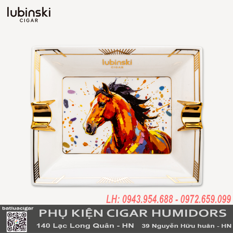 Gạt Tàn Cigar Lubinski Chính Hãng YJA-20053 – Gạt Tàn Đôi 2 Điếu Phiên Bản Kỷ Niệm Năm Ngựa, Sứ Xương Cao Cấp