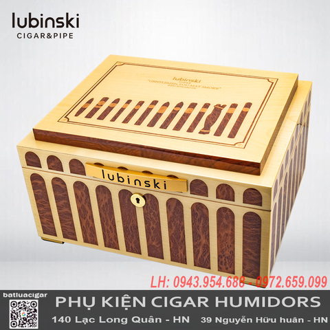 Hộp bảo quản cigar Lubinski YJA-60055 – Gỗ tuyết tùng cao cấp, chứa 80-100 điếu, phong cách sang trọng
