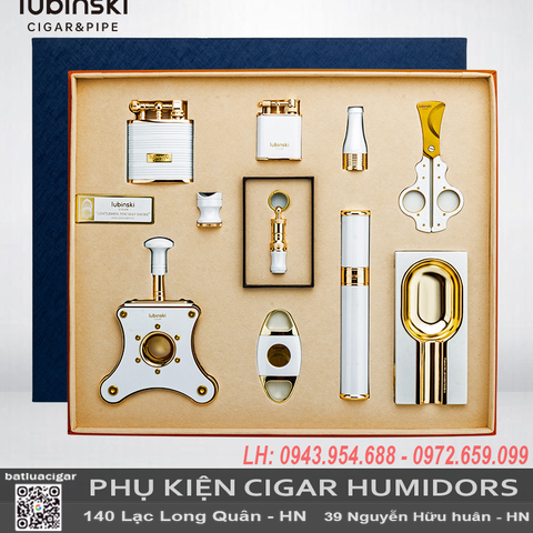 Bộ phụ kiện cigar 10 món Lubinski YJA-80032 – Hộp quà tặng cao cấp, đa năng dành cho giới sành xì gà