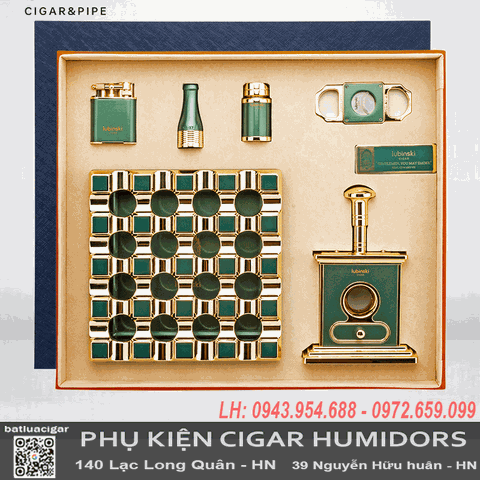 Bộ phụ kiện cigar 6 món Lubinski YJA-80033 – Hộp quà tặng cao cấp, sang trọng cho giới sành xì gà