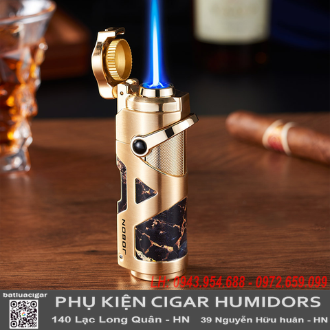 Bật Lửa Đa Năng Jobon ZB608 Chính Hãng – 3 Trong 1: Khò 1 Tia, Đục & Thông Cigar, Có Hộp Sang Trọng