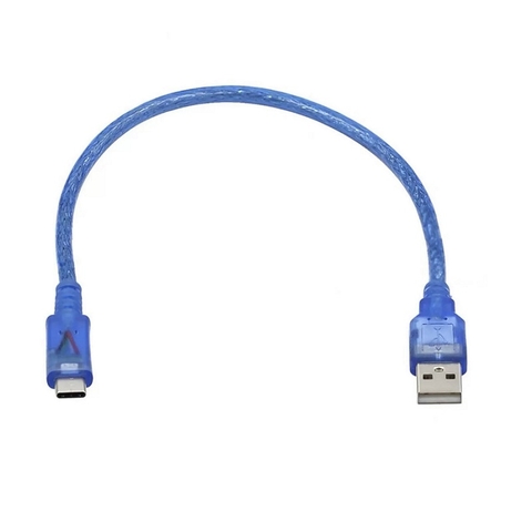 Cáp USB sang Type C màu xanh trong dài 30cm