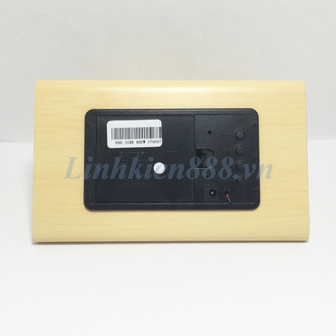 Đồng hồ để bàn có báo nhiệt độ màu gỗ LED trắng hình tam giác