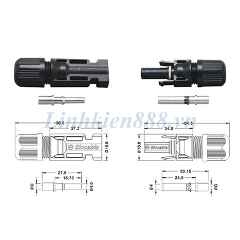Bộ giắc nối pin năng lượng mặt trời MC4