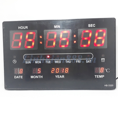 Đồng hồ LED hiện giờ có ngày tháng năm và nhiệt độ kích thước 33x20x4 cm LED đỏ