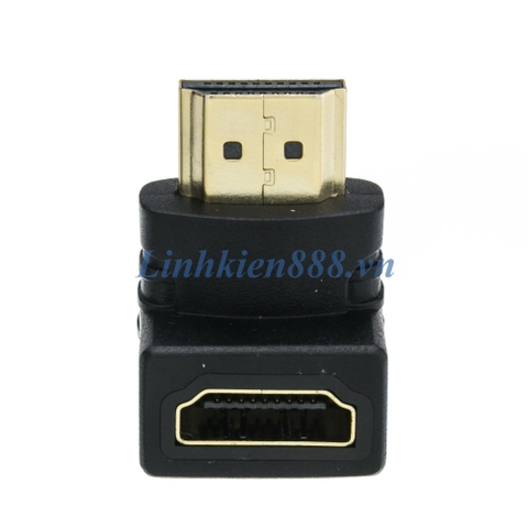 Đầu chuyển HDMI đực sang HDMI cái, kiểu gập 90 độ, chân mạ vàng chống nhiễu