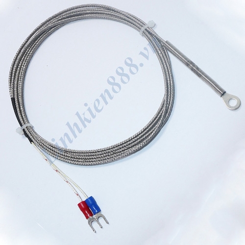 Cảm biến nhiệt độ kiểu E đầu dò kiểu bắt vít tròn hai dây cáp 1m
