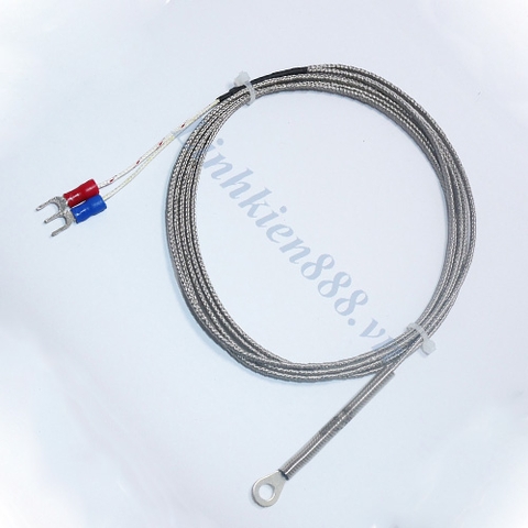 Cảm biến nhiệt độ kiểu E đầu dò kiểu bắt vít tròn hai dây cáp 1m