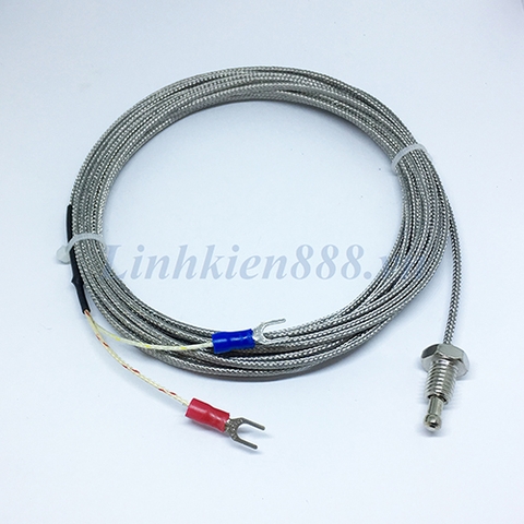 Cảm biến nhiệt độ kiểu E đầu dò 1cm M8 cáp 2m