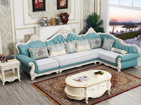 Sofa Vải Giả Da Tân Cổ Điển 8023