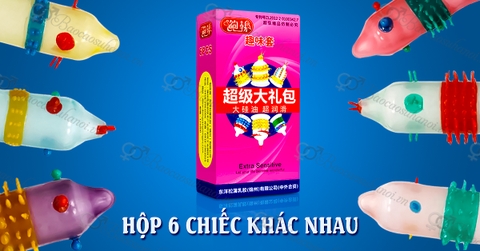 Bao Cao Su Extra Sensitive Gân Gai Bi Khủng Hộp 6 Chiếc