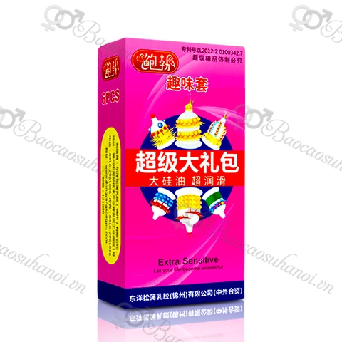 Bao Cao Su Extra Sensitive Gân Gai Bi Khủng Hộp 6 Chiếc