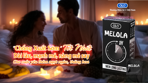 Bao Cao Su OLO Melola Mã M52TBa Size 52mm,Trơn Siêu Mỏng, Chống Xuất Tinh Sớm, hương Chuối Hộp 12 Chiếc