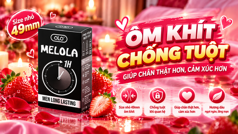 Bao Cao Su OLO Melola Mã M49GSt Size Nhỏ 49mm Gân Gai Chống Xuất Tinh Sớm Hương Dâu Hộp 12 Chiếc